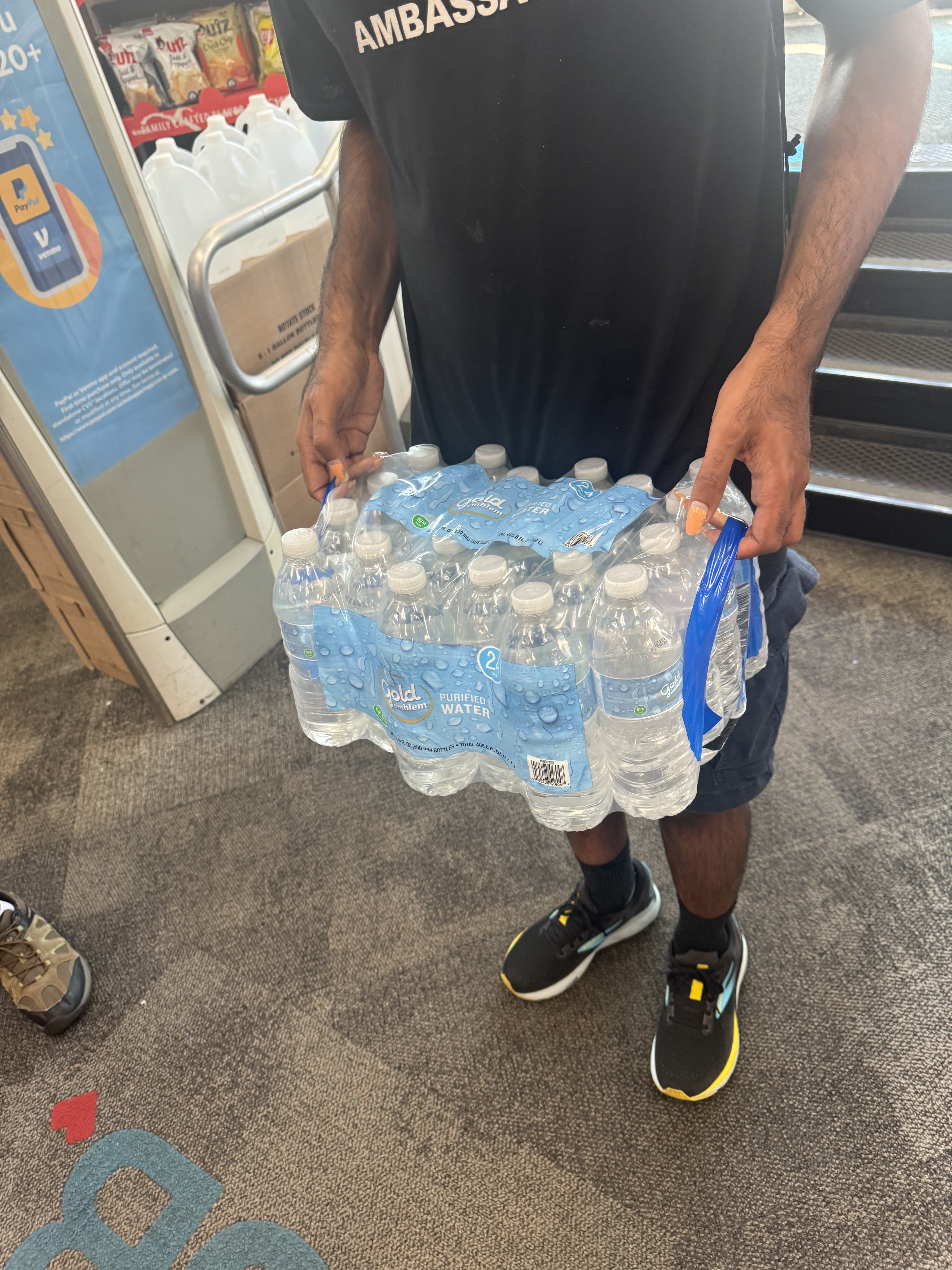 Case of water bottles