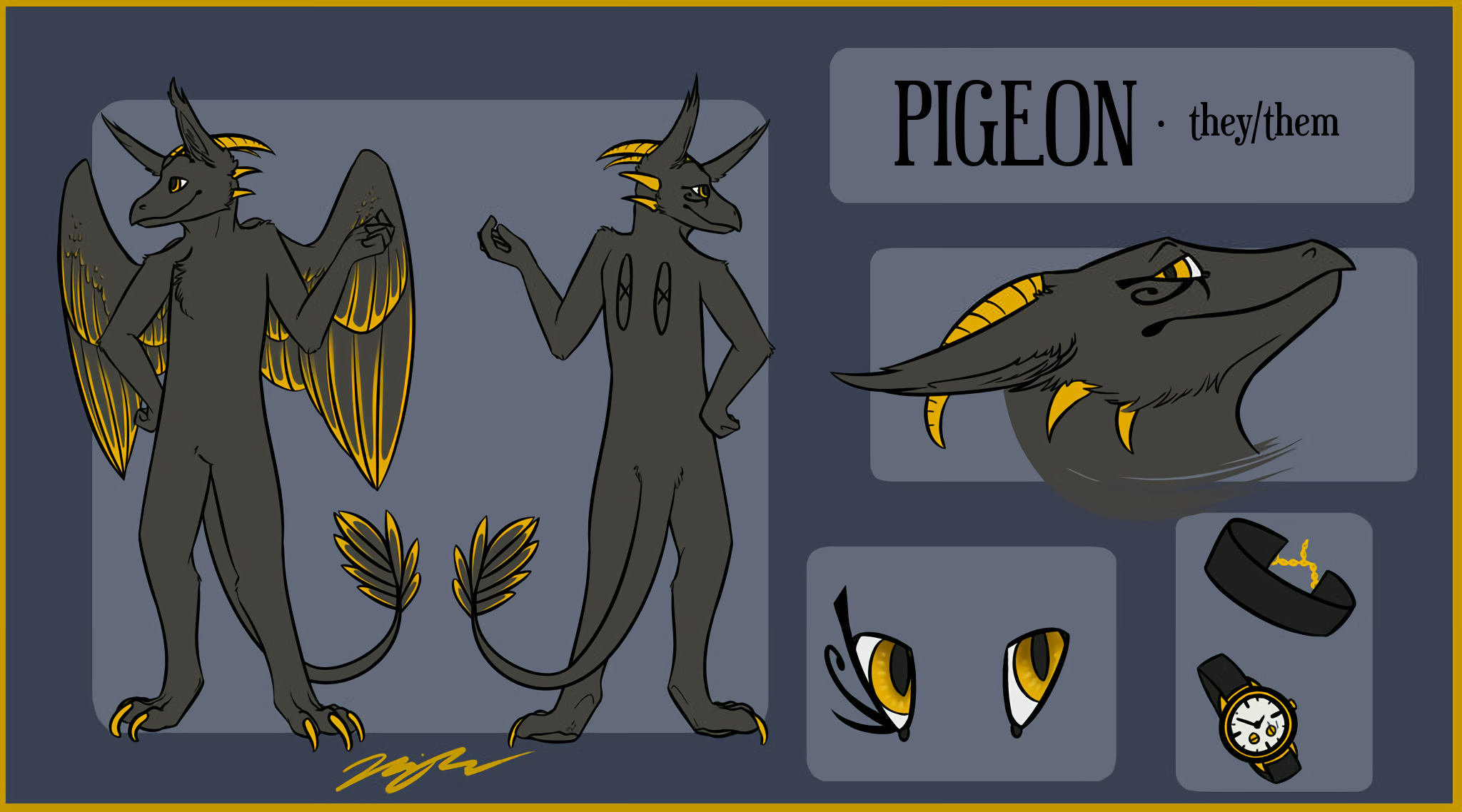 pigeon fursona anthro refsheet